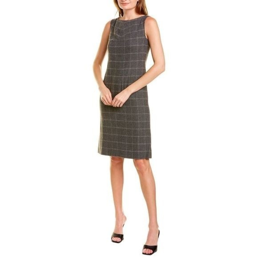 Donna Karan Womens Wool-Blend Sheath Dress Grey Size 6 $425‎